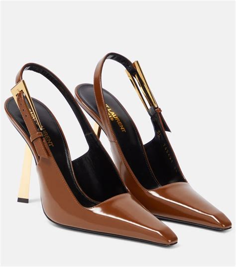 brown saint laurent heels